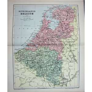  Colour Map C1882 Netherlands Belgium Zuider Zee North 