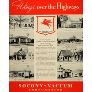  1934 Ad Socony Vacuum Pegasus Vintage Gas Stations 