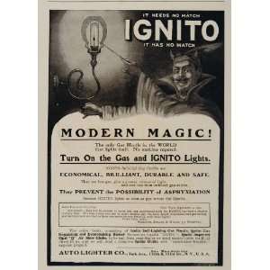  1906 Ad Ignito Self Lighting Gas Mantle Light Devil 