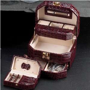 Croco Leather 3 Level Jewelry Box