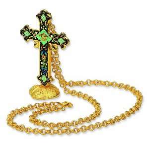 Venitian Enameled Cross & Stand 23.5in Necklace/Gold Plated Mixed 