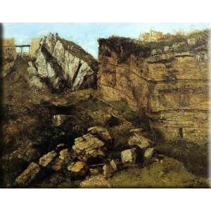  Crumbling Rocks 16x13 Streched Canvas Art by Courbet 