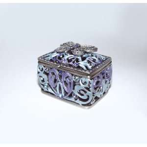   Cut Away Scrolls Blue Butterfly Box Chest Swarovski Crysta Jewelry