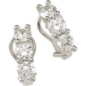  Sterling Silver Pair Cubic Zirconia Earrings: Jewelry