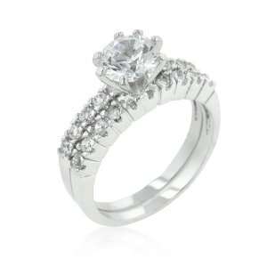   Engagement Wedding Ring Set with Clear Cubic Zirconia: Glitzs: Jewelry