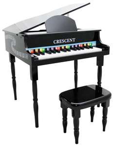 New Crescent 30 Keys BLACK Baby Toy Grand Piano with Bench for Kids 