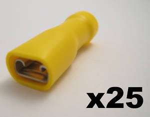 YELLOW 6.6mm FEMALE FULLY INSUL. CRIMP TERMINALS QTY 25  