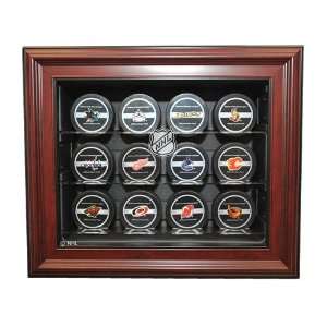  NHL Logo 12 Hockey Puck Display Case, Cabinet Style with 