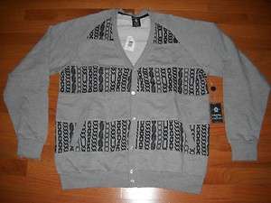 Mens Crooks & Castles Chain Print Cardigan Sweater Heather Gray 3XL 