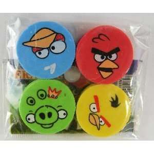    Angry Bird Round Eraser Set ( 4 Pcs, 4 Colors) Toys & Games