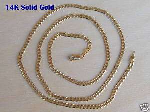 3mm 14K SOLID GOLD 28 CUBAN LINK NECKLACE CHAIN  