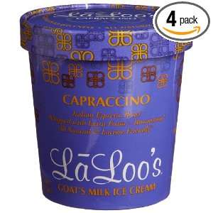 Laloos Goats Milk Ice Cream, Capraccino, 16 Ounce Tubs (Pack of 4 