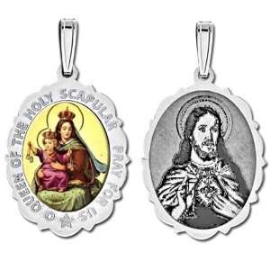 Scapular Medal Scallopped Oval Color
