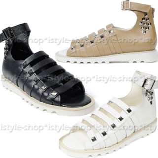 Mens Studded Strappy Gladiator Leather Ankle Sandals  