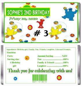 10 PERSONALIZED SESAME STREET CANDY BAR WRAPPERS  