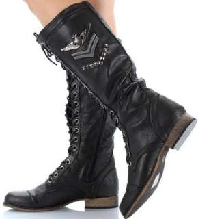   NEW Military Fashion Womens BLACK Combat Dress BOOTS: Shoes