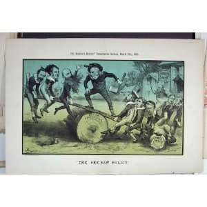  1885 Political Cartoon See Saw British Constitution Men 