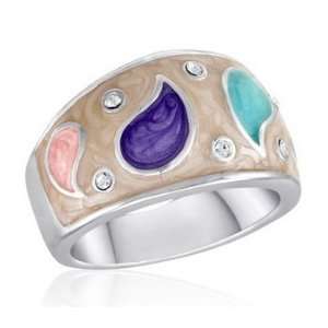  DaVinci Cream with Pastel Paisly Design Fashion Ring with 