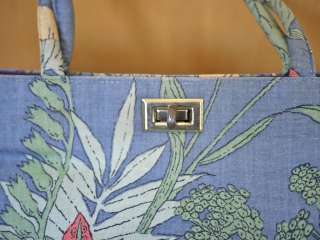 Vintage 60 70s MARGARET SMITH Floral CANVAS Tote HAND PURSE Bag 9 x 8 
