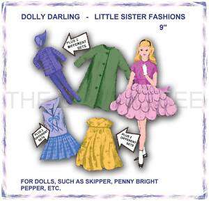 DOLLY DARLING 9 SISTER Doll Pattern Skipper Penny etc.  