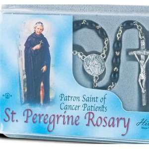 St. Peregrine Black Wood Beads Deluxe Specialty Rosary, Patron Saint 