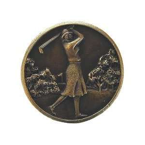  Lady Of The Links Cabinet Knob, Antique Brass: Home 