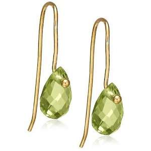 Gold Plated Sterling Silver 8x5mm Pear Shaped Briolette Peridot 