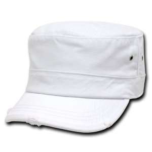 DECKY WHITE Military inspired flat top cap Vintage G.I. Caps SMALL 