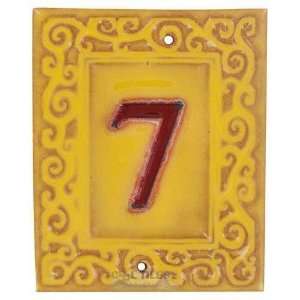  Swirl house numbers   #7 in marigold & matador red