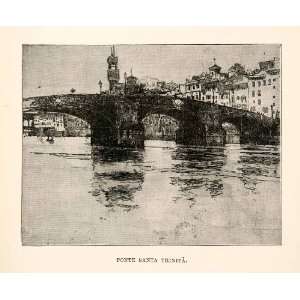   Arno Florence Italy   Original In Text Wood Engraving