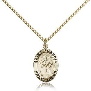  Gold Filled St. Saint Francis of Assisi Medal Pendant 3/4 