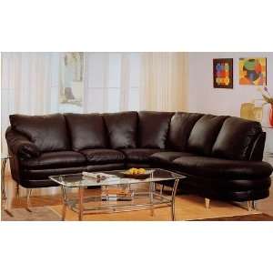  Modern Style Delano Black Leather Media Sectional Sofa w 
