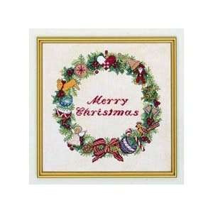   Merry Christmas Wreath Counted Cross Stitch Kit Arts, Crafts & Sewing