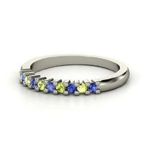    Gem Band Ring, 14K White Gold Ring with Sapphire & Peridot Jewelry