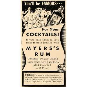  1938 Ad R U Delapenha Myerss Rum Cocktails Alcohol 