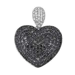   Black Diamond Heart Pendant with White Diamond Bale, 1.00 ctw Jewelry