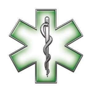  Star of Life EMT EMS Green 4 Reflective Decal Automotive