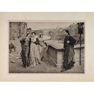  1901 Meeting of Dante and Beatrice Henry Holiday Print 