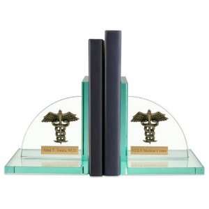  Personalized Glass Medical Caduceus Bookend Everything 