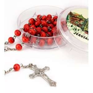    Fragrant Religious Cross Red Olive Wood Rosary Beads Jewelry