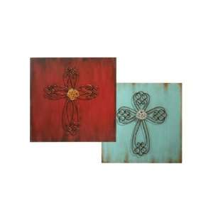  Beaded Cross Wall Plaque Mdf and Wire (Set of 2) Assorted 