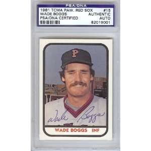 Wade Boggs Autographed 1981 TCMA Paw. Red Sox Card PSA/DNA Slabbed 