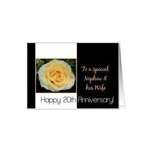 20th Wedding Anniversary card for Nephew & Wife   Yellow 