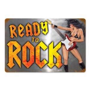  Ready to Rock Vintage Metal Sign Guitar