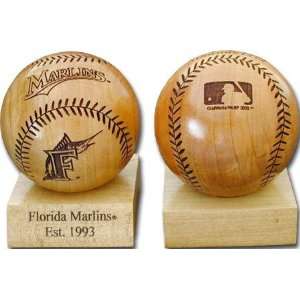  : Florida Marlins MLB Laser Engraved Wood Baseball: Sports & Outdoors