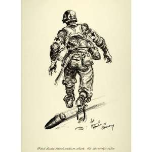  1963 Print Medic Wartime World War II Bomb Dud Brodie Art 