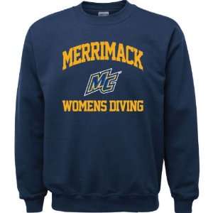  Merrimack Warriors Navy Womens Diving Arch Crewneck 