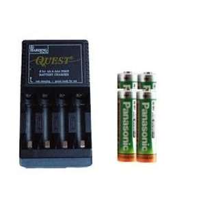   Battery Charger 4 AA 2050 mAh NiMH Panasonic Batteries Low Discharge