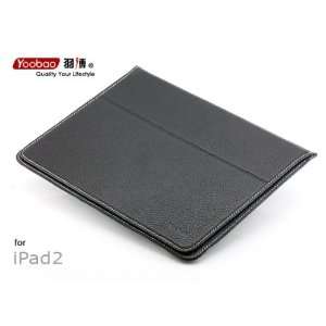 Apple iPad 2 (Latest Generation) Black Genuine Leather Book Cover Case 