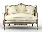 CHIC SHABBY FRENCH STYLE ADRIANA LINEN OLIVE OAK FRAME SETTEE,SO 
